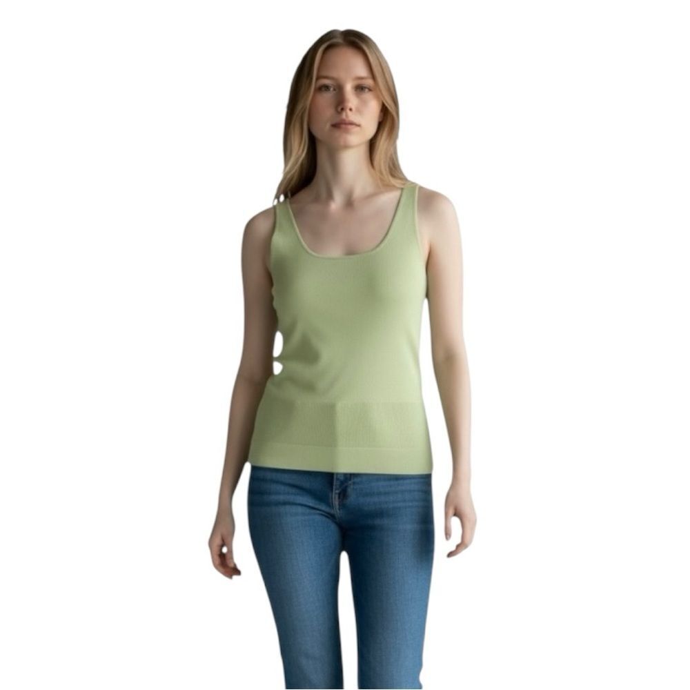 Dana Buchman Rare Vintage Y2K Light Green Chic Tank Top Made in Hong Kong